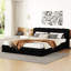 Grand lit tapissier noir avec structure rembourrée confortable et tête de lit rembourrée de mousse-1670398115