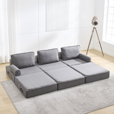 Canapé modulaire en cuir 3 pièces Chamois