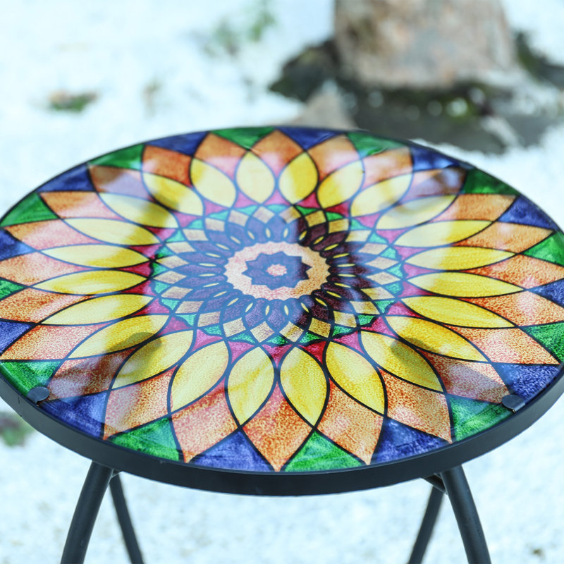 Table d'appoint en verre Sunflower Mosaic