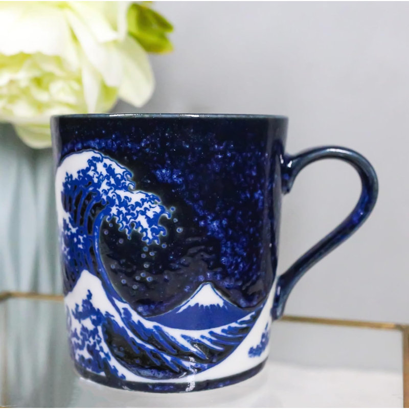 Paquet de 4 grandes tasses japonaises Hokusai fabriquées au Japon
