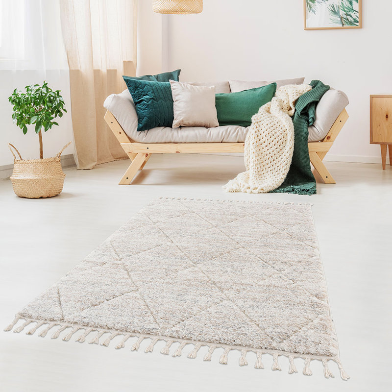 Tapis à motif de treillis Talas crème