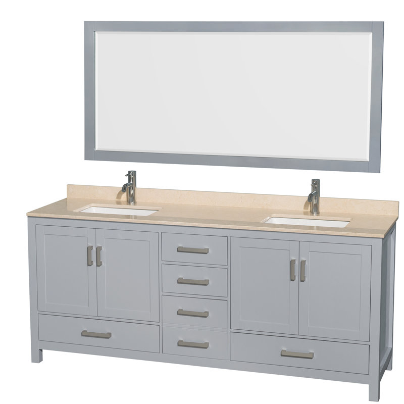 Sheffield 79" Double Bathroom Vanity Base Only, Gray
