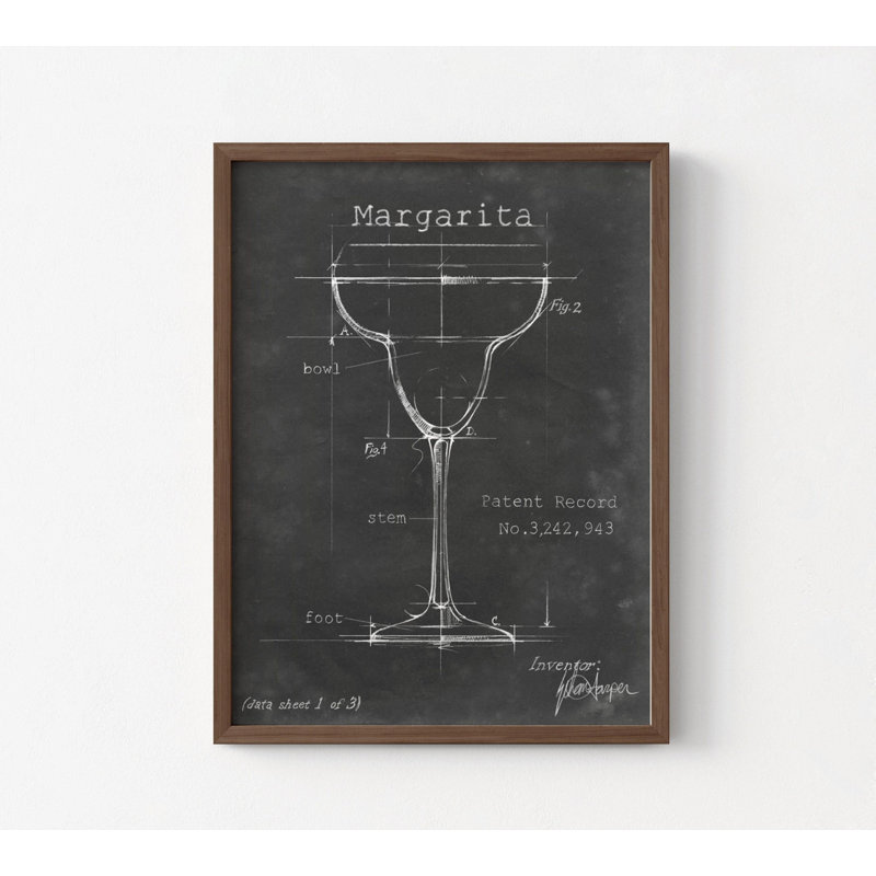 «Margarita Glass New Bar», impression encadrée «Happy Hour», impression de plan de cocktail, décor de bar noir et blanc, art de cocktail mexicain