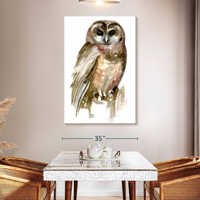 Brampt Watercolor Owl II, 51" H x 34" W