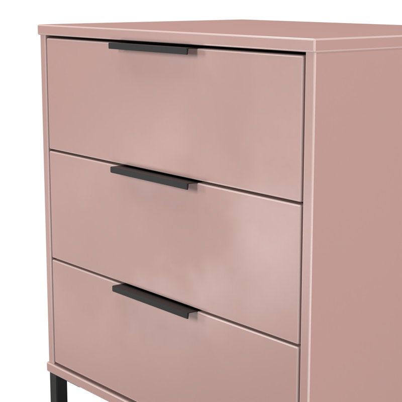 Turah 3 Drawer Chest (Ready Assembled), Kobe Pink