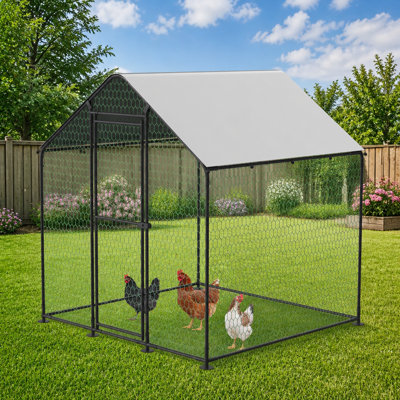 Large Metal Walk-In Chicken Coop Run with Waterproof UV Cover for Yard Hens Ducks Geese