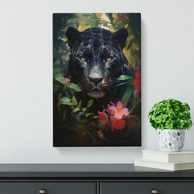 Panther Rococo - Wrapped Canvas, 76cm H x 50cm W x 3cm D