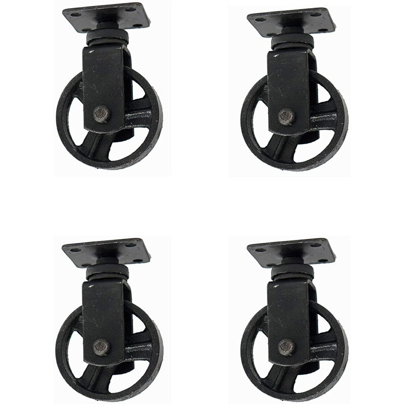 Roue en fonte, H 3,75 po x l 2,5 po x P 0,75 po