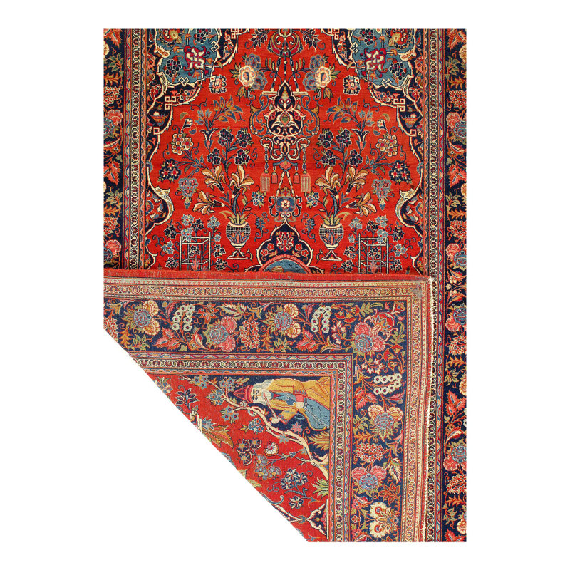 Tapis unique en laine rouille / bleu marine Antonia de conception unique 4 pi 5 po x 7 pi Antonia
