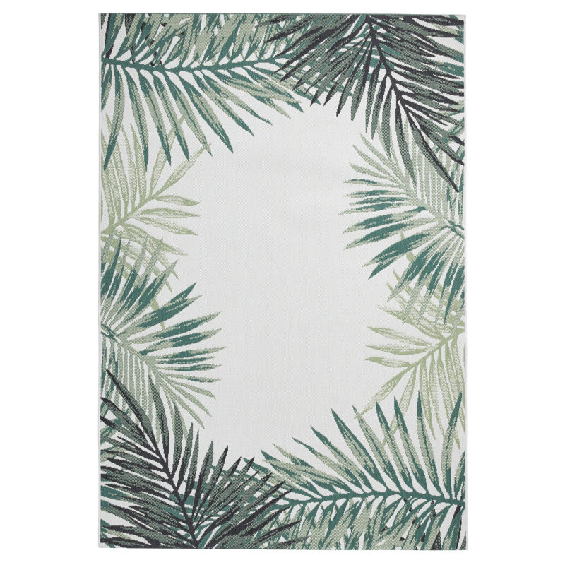 Machine Woven Light Beige/Green Rug, Rectangle 120 x 170cm