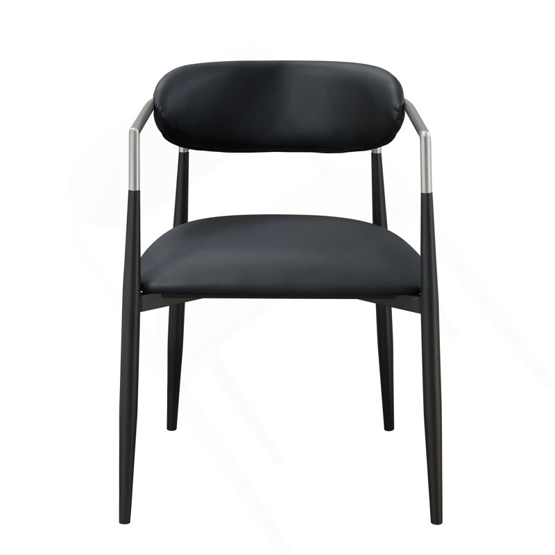 Chaise avec accoudoirs en cuir synthétique noir Gavan (ensemble de 2)
