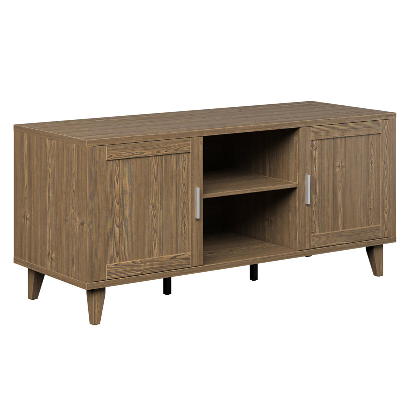 Console de 60 po avec fini noyer classique pour téléviseur de 65 po ou moins, encastré et stratifié