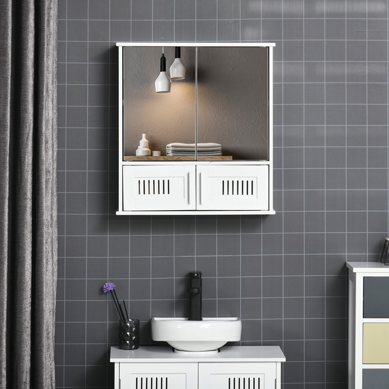 Beyerville Framed Mirrored Bathroom Cabinets with Mirror and 2, White