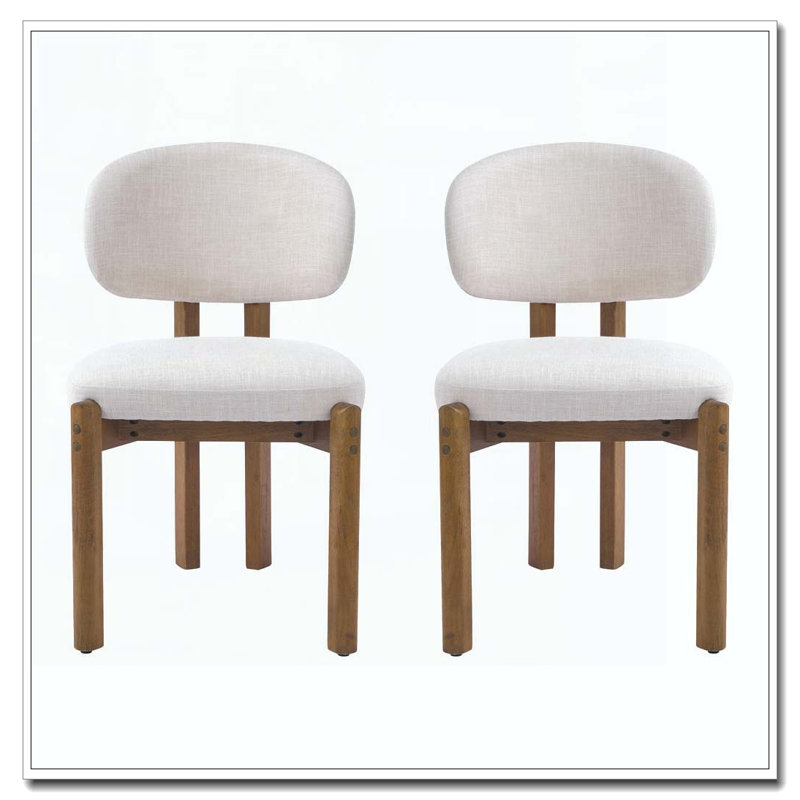 Chaises de salle à manger rembourrées Mid-Century, Noyer