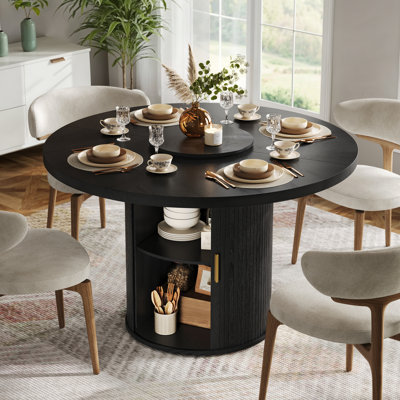 Table de salle à manger moderne 47 po avec rangement caché, noir
