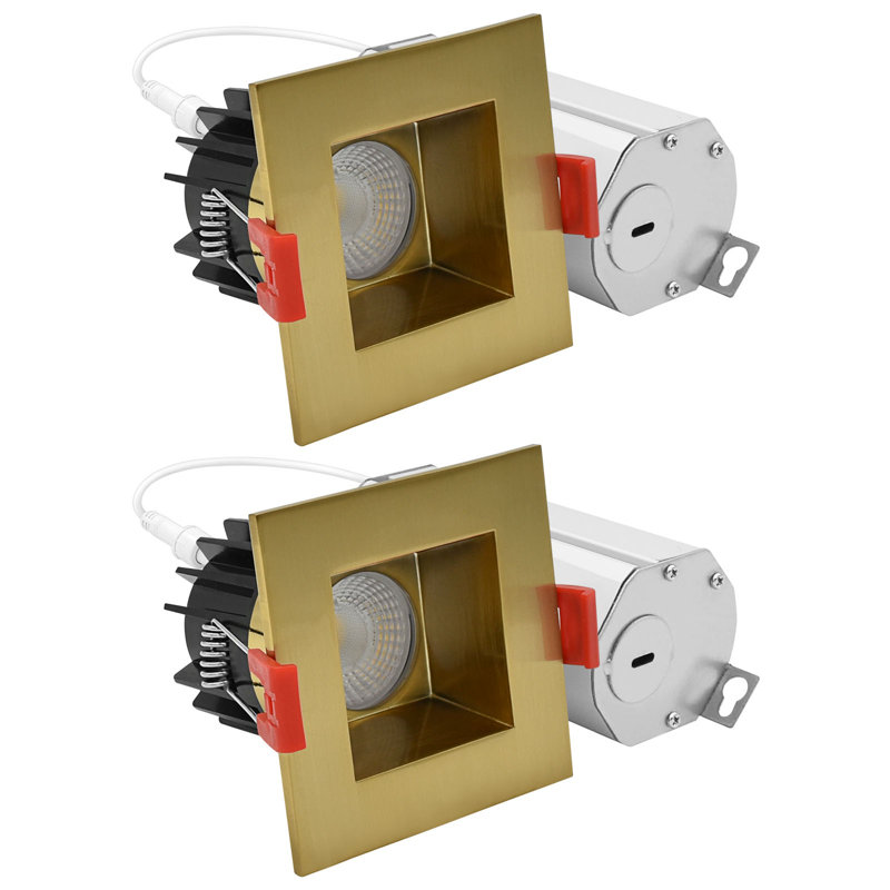 Projecteur carré à DEL 2 pouces avec bordure interchangeable Luxrite, J-Box, 8W, 600LM, 5CCT, faisceau 60 °, à intensité variable, Twist N 'Lock, blanc, paquet de 2