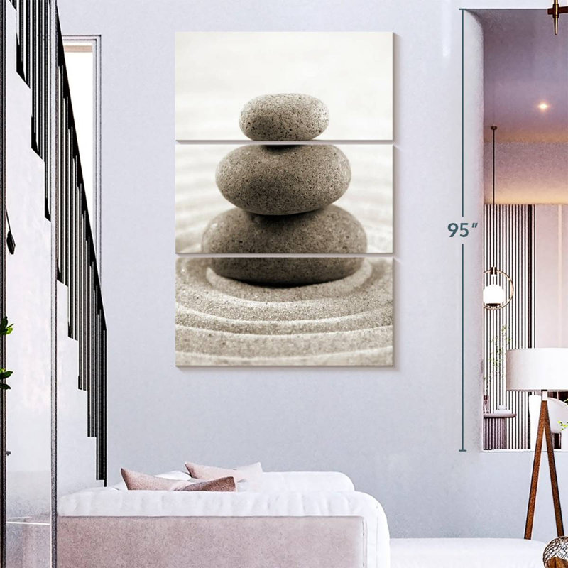 'Stone Stack On Zen Garden, 74" H x 48" W