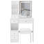 Petit meuble-lavabo de 29,2 po avec tabouret de bureau et tabouret rembourré à gauche 29,5 po, grande commande tactile, interrupteur tricolore, miroir à luminosité réglable, rangement à grande capacité, convient aux petits espaces-375633118