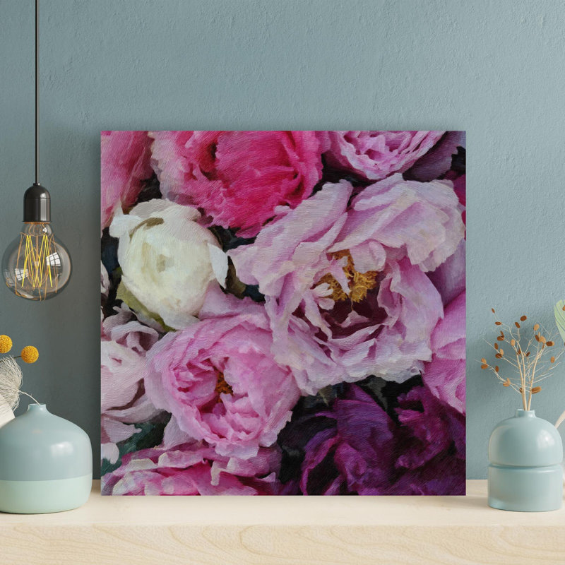 Roses en pleine floraison en gros plan - 1 pièce, reproduction d'art graphique sur toile tendue, H 32 po x l 32 po x P 2 po