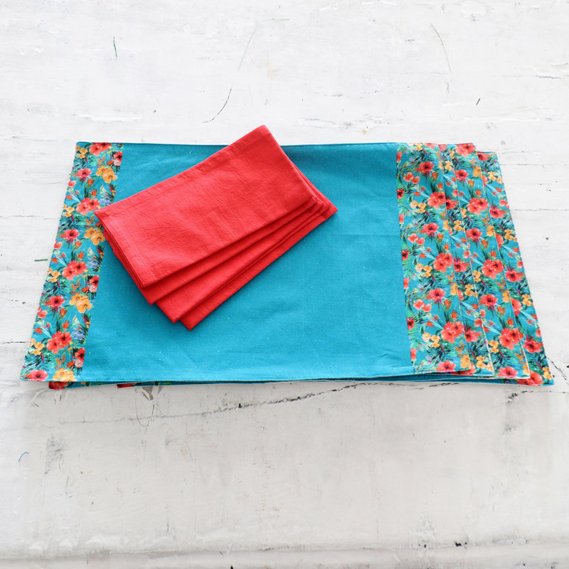Handmade Floral Greetings Placemat And Napkin
