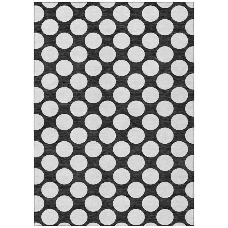 Tapis intérieur lavable à pois noir 3 pi x 5 pi
