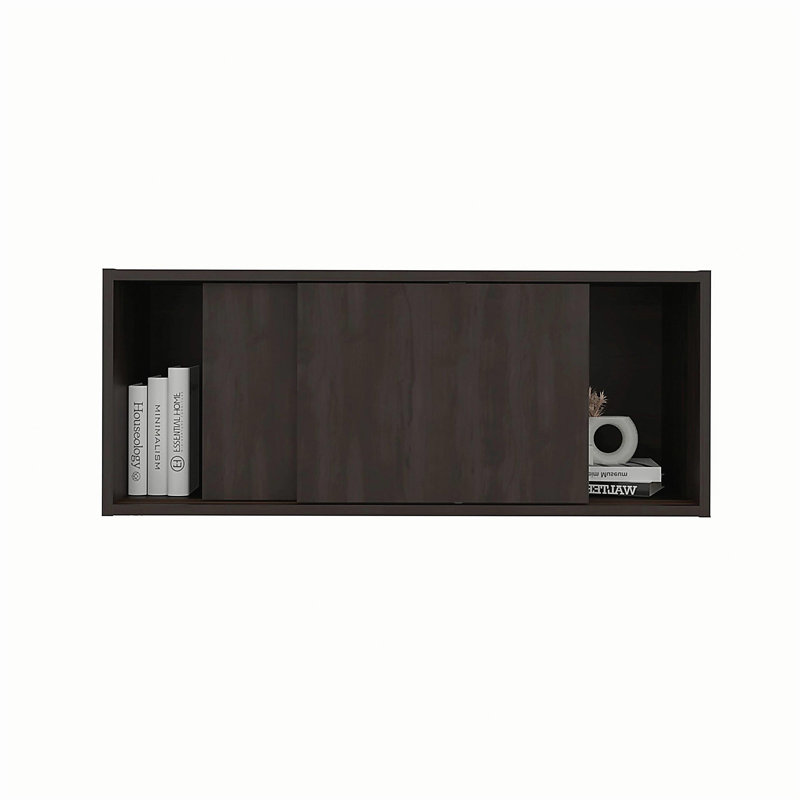 Stained Walnut Wall Storage Cabinet