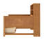 Lit de jour en bois (taille simple), design à panneaux cannelés, avec 6 étagères de rangement de chevet et 2 tiroirs de rangement, station de recharge, sommier à lattes en bois, sans sommier tapissier, finition noyer.-268479044-268479045