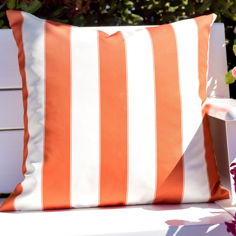 Striped Outdoor Throw Pillow, Orange, 14" x 20"