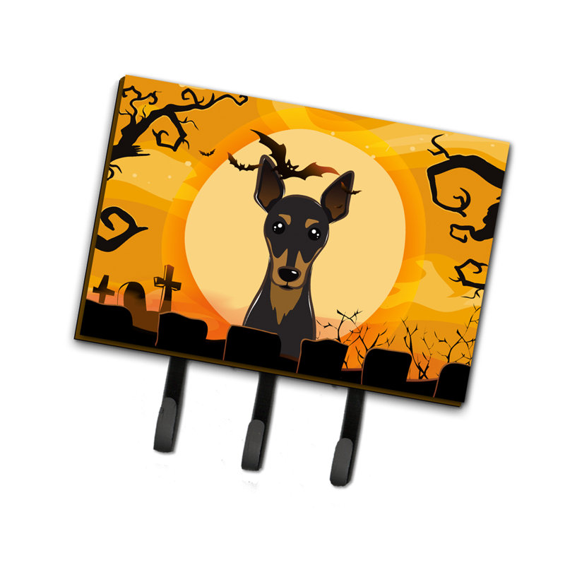 Porte-clés mural d'Halloween avec crochets à clés, Pinscher nain