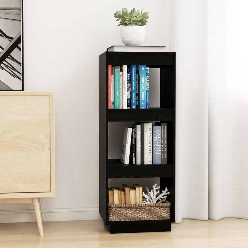 Gibora 103cm H x 40cm W Solid Wood Etagere Bookcase, Black