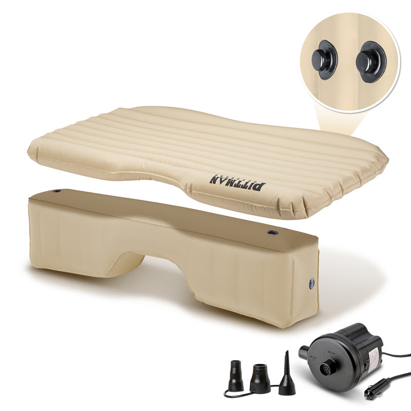 Tan Inflatable Full-Size Rear Seat Air Mattress with Pump