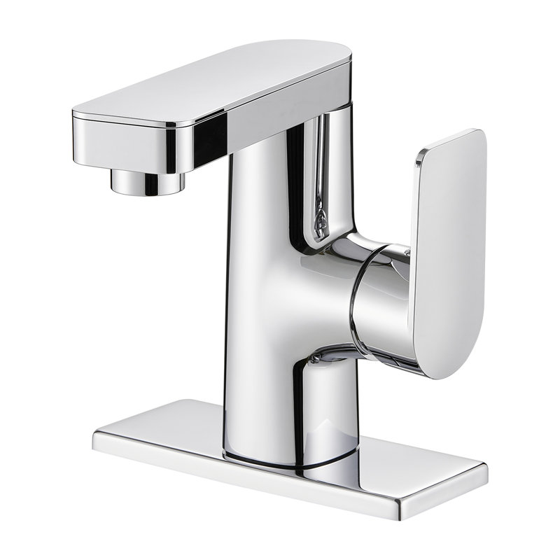 Single Handle Single Hole Bathroom Sink Faucet with Deck Plate, Chrome