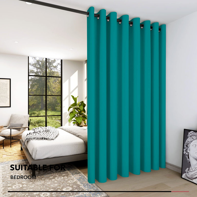 Penkridge Room Darkening Curtain Single Panel, 100" W x 108" L, Turquoise
