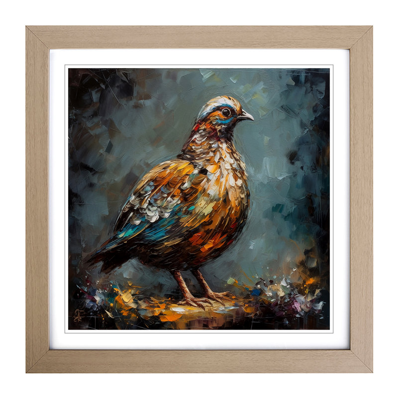 Partridge Palette Knife - Single Picture Frame Print on Wood, Oak