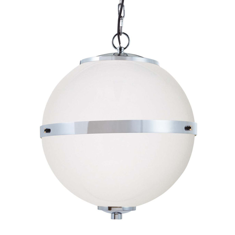 Krushi 3 - Light Dimmable Globe Chandelier, Dedicated LED, Polished Chrome, Opal