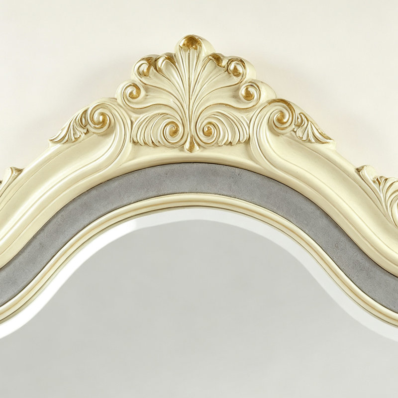 Miroir de coiffeuse décoratif en bois massif sculpté, style européen doré, 45 pouces
