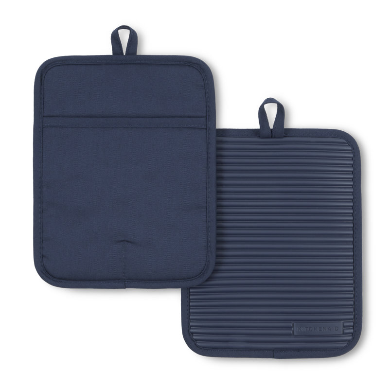 KitchenAid Ribbed Soft Silicone Potholder, Navy