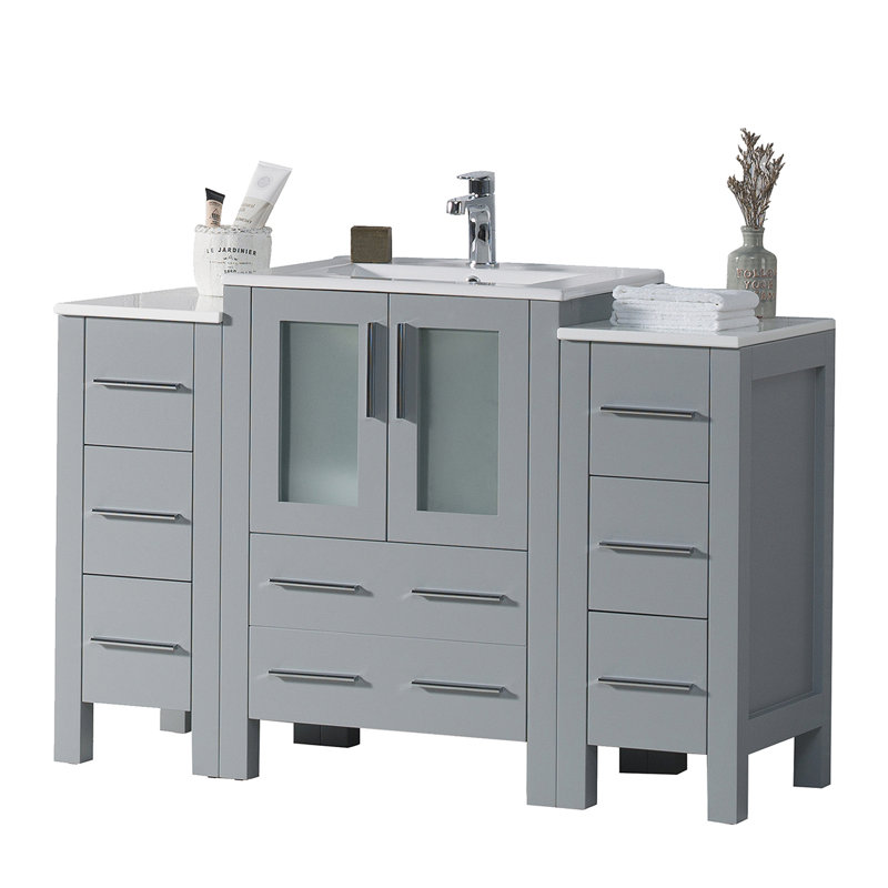48" Single Bathroom Vanity with Sink, Metal Gray