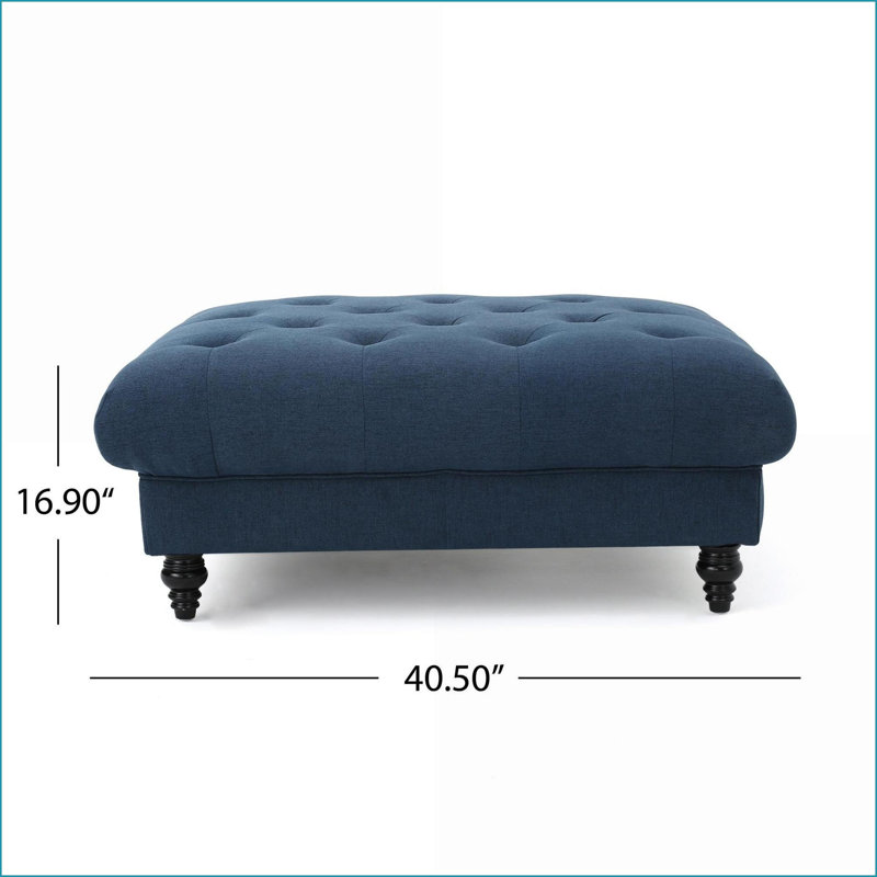 Repose-pieds | Carré classique capitonné 40,5 po | Bourgogne rouge & amp; Tissu crème | Bois manufacturé | Assemblage de la lumière | Salon | Repose-pieds | Tissu
