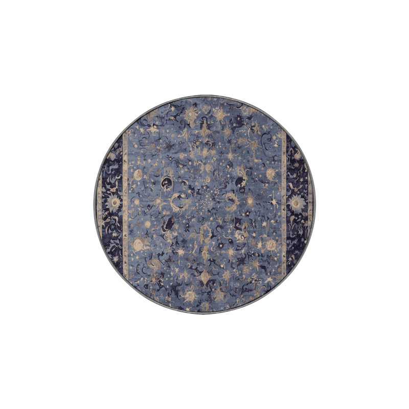 Machine Washable Gray Area Rug, Round 3'