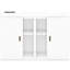 Grand lit blanc avec options de rangement - Polyvalent pour les armoires peu encombrantes, idéal pour le travail au bureau-1148414336-1148414337