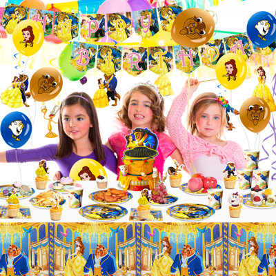 117pcs Beauty And The Beast Party Supplies- Beauty And The Beast Tableware, Beauty And The Beast Decorations