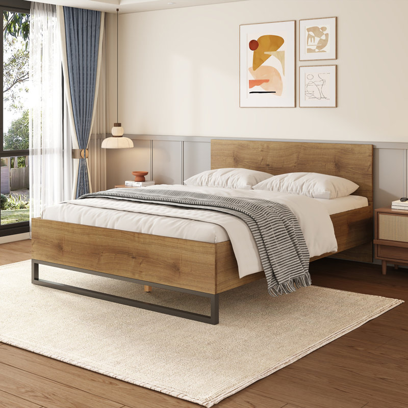 ENGINEERED WOOD  BED FRAME, Queen, Solid/Manufactured Wood