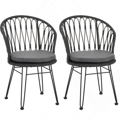 Chair,2pcs With 2 Cushions,Gray