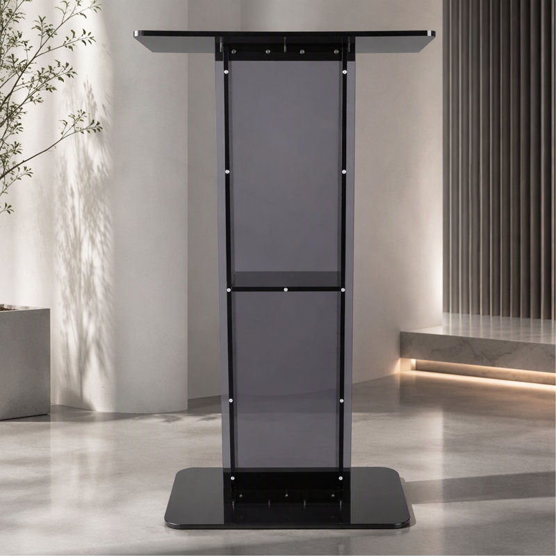 Podium en acrylique, support de 47 po en acrylique avec large surface de lecture et tablette de rangement, acrylique Pulpits sur pied pour école de bureau