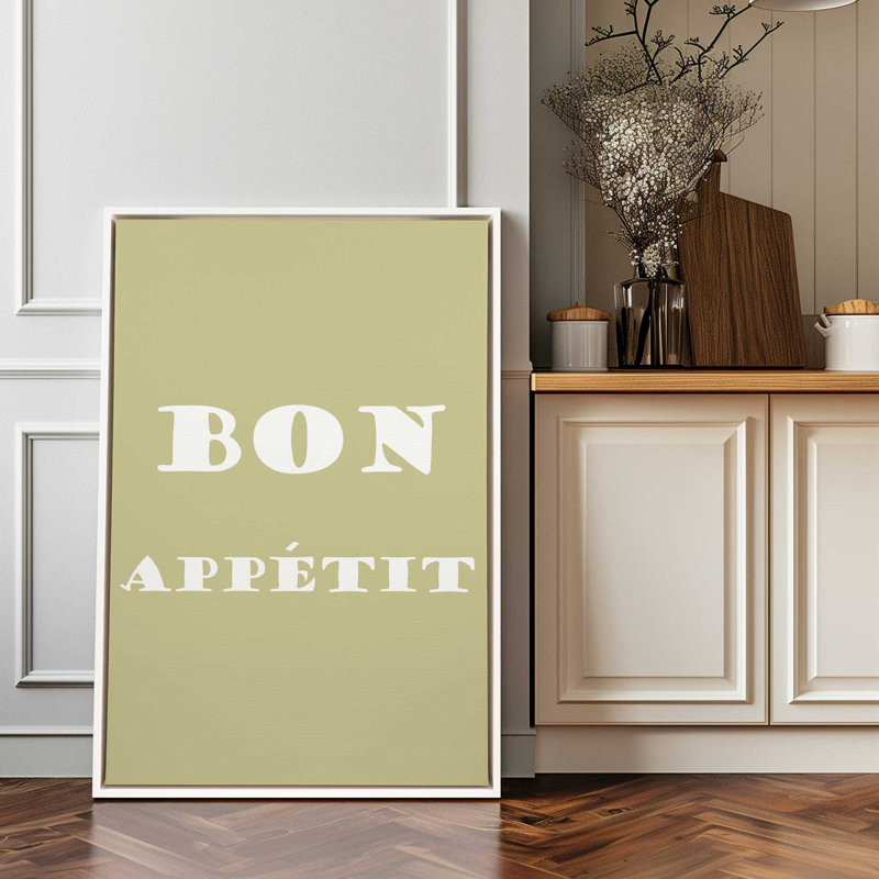 Bon Appetit, reproduction sur toile encadrée, H 18,75 po x l 12,75 po, Blanc opaque