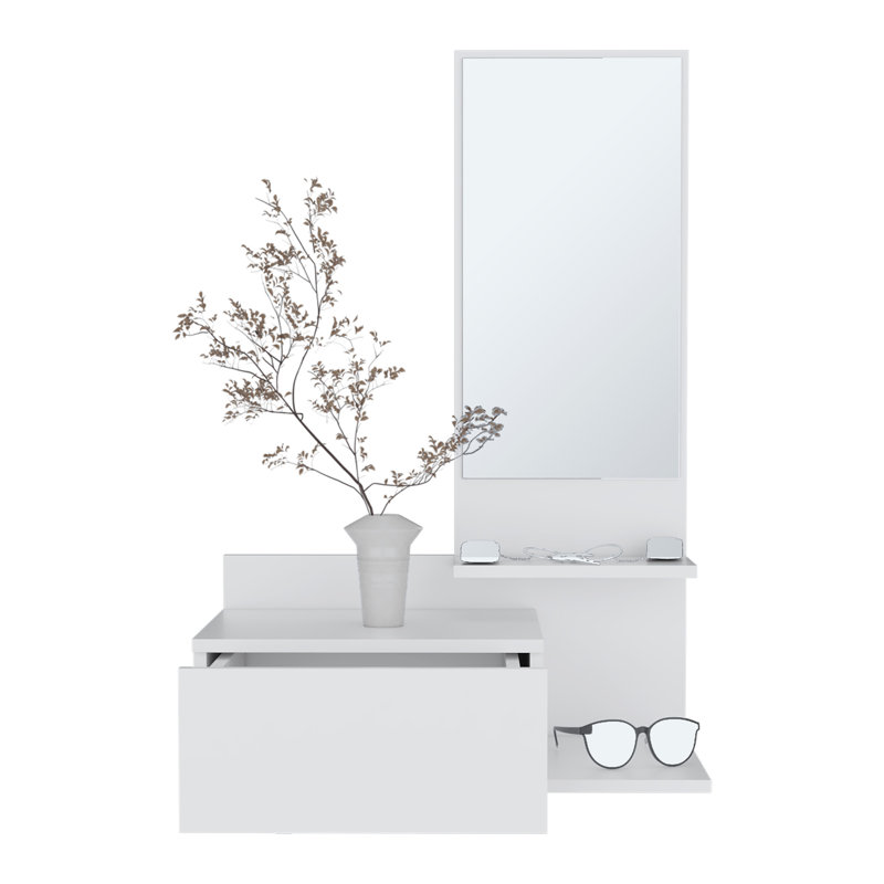 Console à miroir 3 tiroirs Vienna, Blanc
