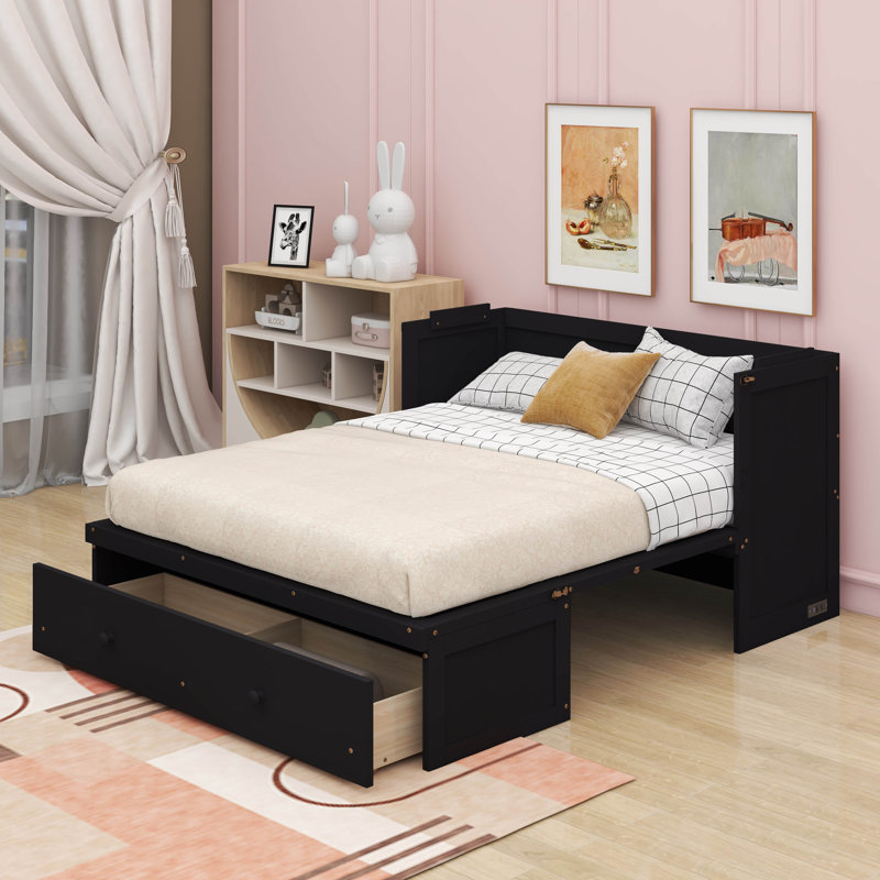 Queen Murphy Bed With USB And Drawer, Espresso