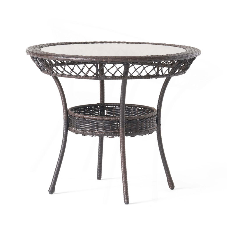 Figi Pe 34In Glass Table (Kd), 27.5" H x 34" W x 34" D