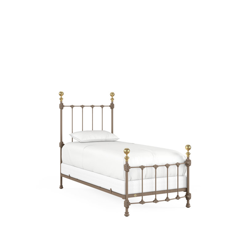 151 Palatial Bed | Complete Standard, Twin, Gloss Off-White/Antique Gold